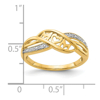 10K and White Rhodium Diamond MOM Ring
