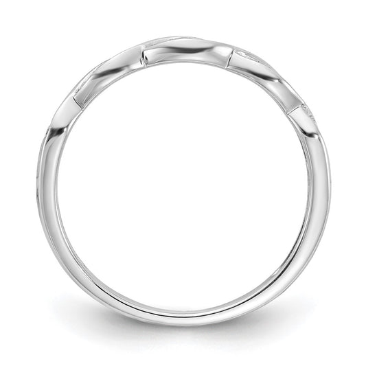 14k White Gold Criss-Cross 1/15 carat Diamond Complete Wedding Band