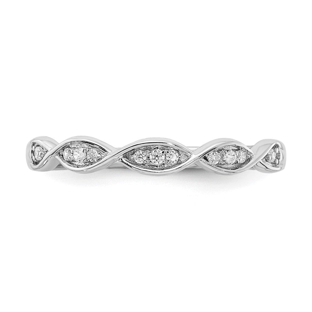 14k White Gold Criss-Cross 1/15 carat Diamond Complete Wedding Band