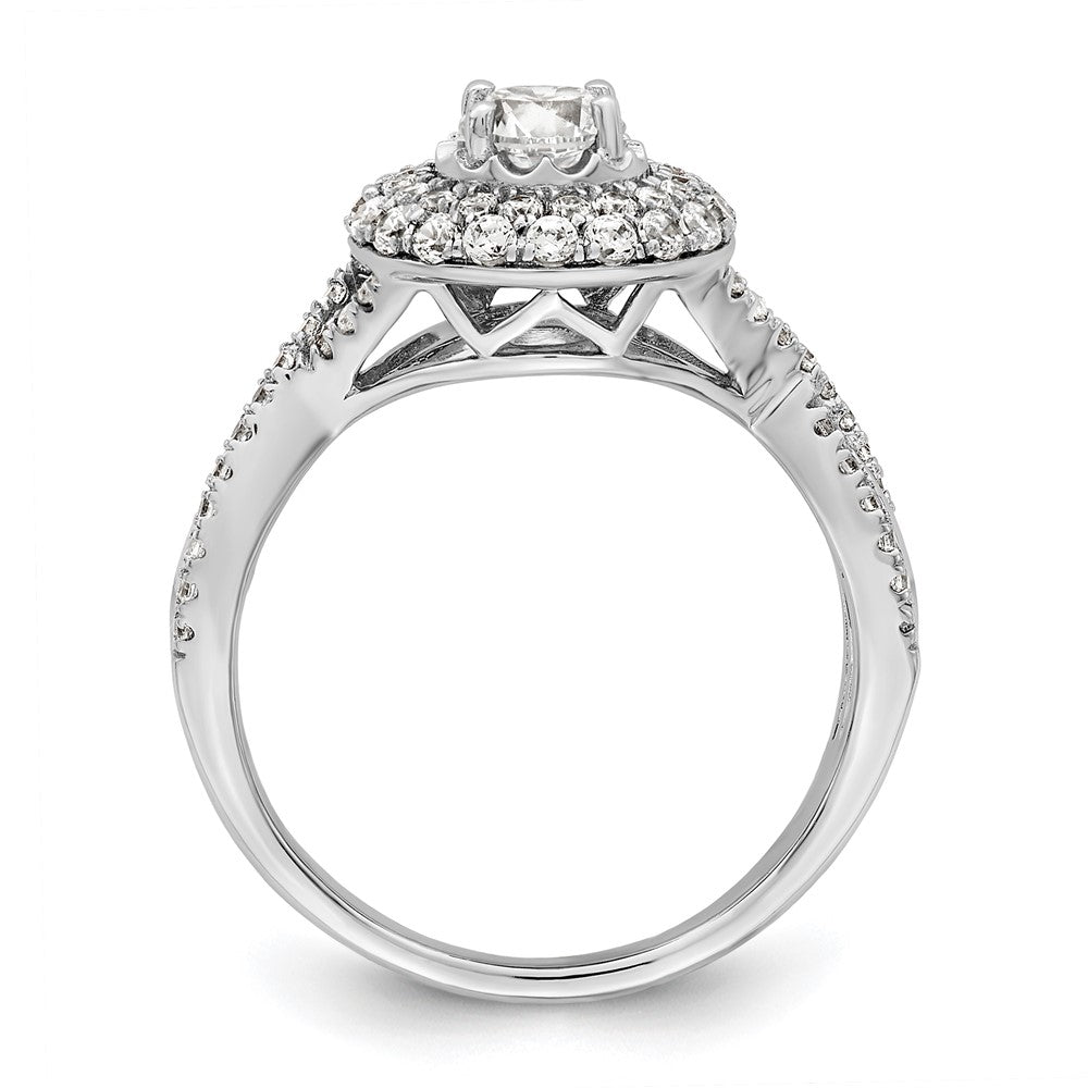 10K White Gold Eternal Promise Lab Grown VS/SI+ G+ Dia Halo Complete Ring