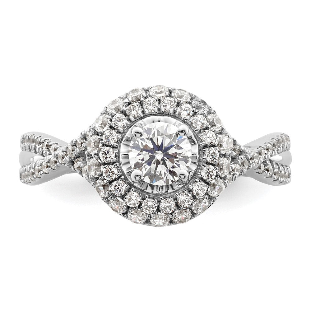 10K White Gold Eternal Promise Lab Grown VS/SI+ G+ Dia Halo Complete Ring