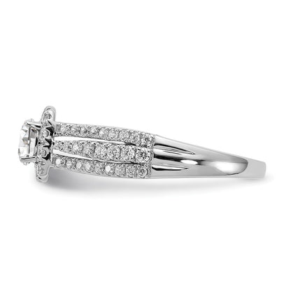 14k White Gold 1 carat Lab Grown Diamond VS/SI+ G+ Round Complete Halo Engagement Ring