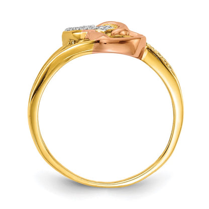 10K Diamond Double Heart Ring