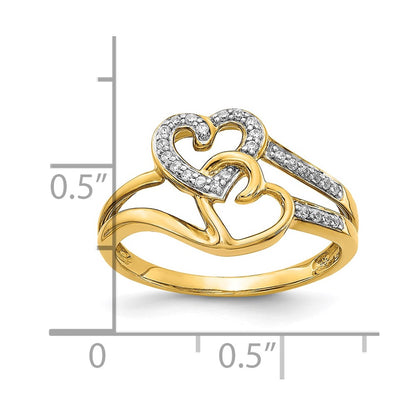 10K Diamond Double Heart Ring