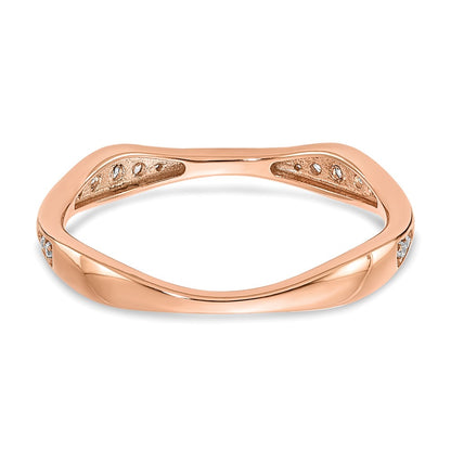 14k Rose Gold 1/8 carat Diamond Contoured Complete Wedding Band