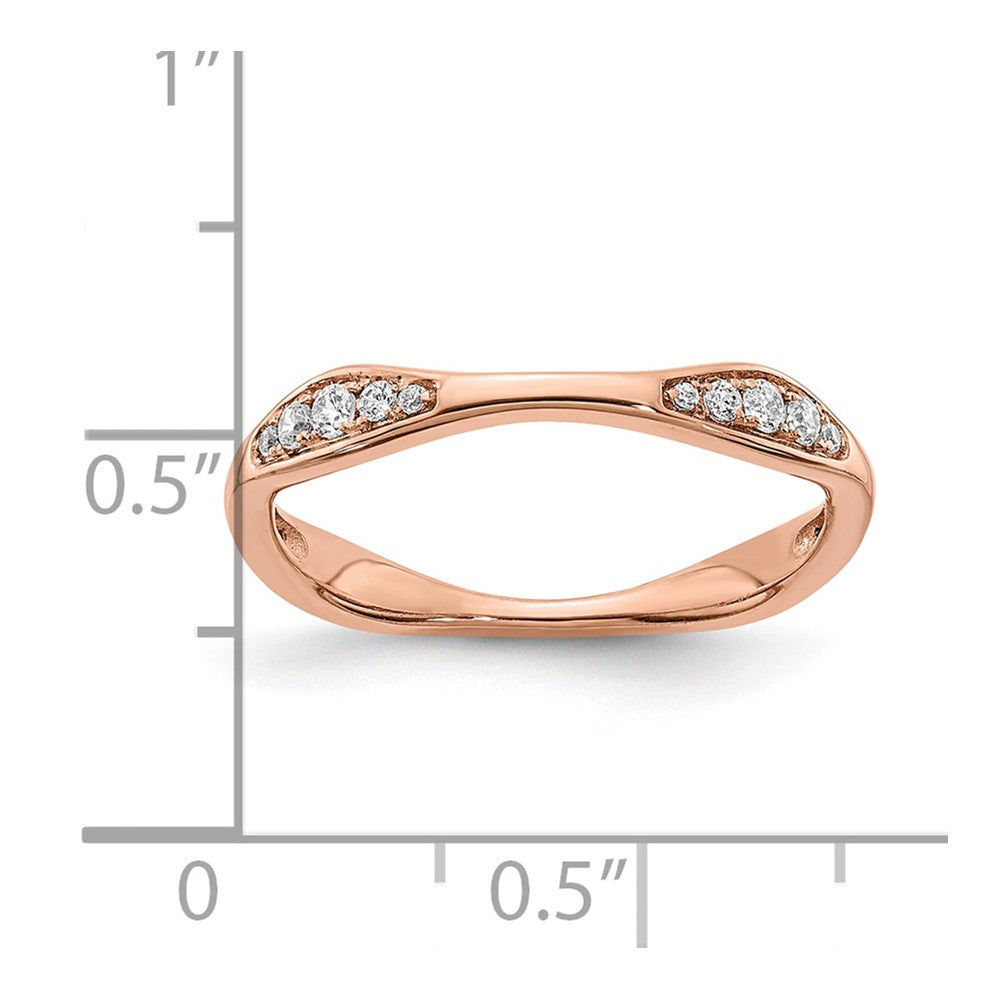 14k Rose Gold 1/8 carat Diamond Contoured Complete Wedding Band