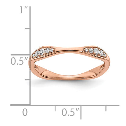 14k Rose Gold 1/8 carat Diamond Contoured Complete Wedding Band