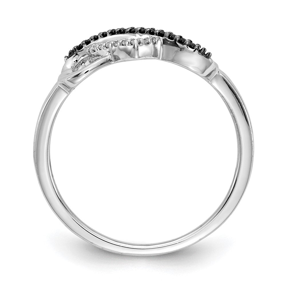 10K White Gold 1/10 carat Black and White Diamond Infinity and Heart Ring