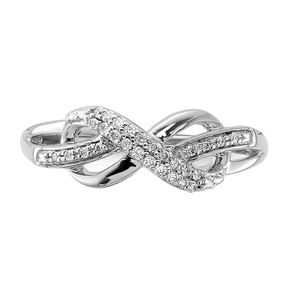 14k White Gold 1/10 carat Lab Grown Diamond VS/SI+ G+ Complete Infinity Symbol Ring