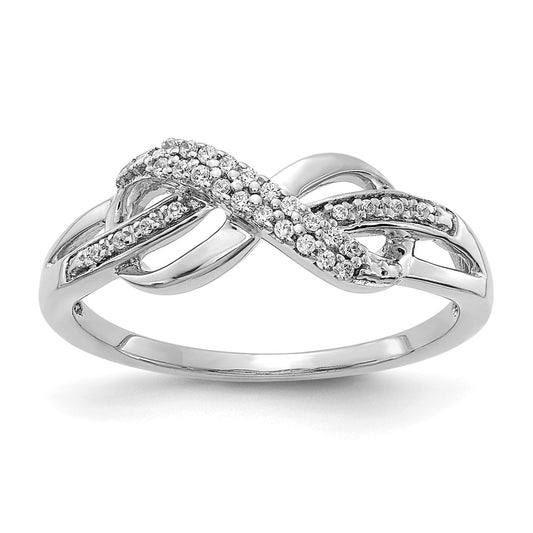 14k White Gold 1/10 carat Lab Grown Diamond VS/SI+ G+ Complete Infinity Symbol Ring