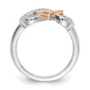 14k Two-Tone Rose and White Gold 1/6 carat Lab Grown Diamond VS/SI+ G+ Complete Infinity Heart Symbol Ring