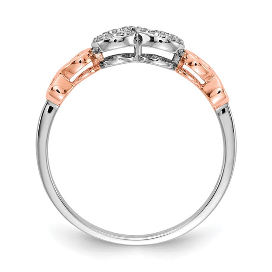 10K Rose Gold and White Rhodium 1/20 carat Diamond Infinity Ring