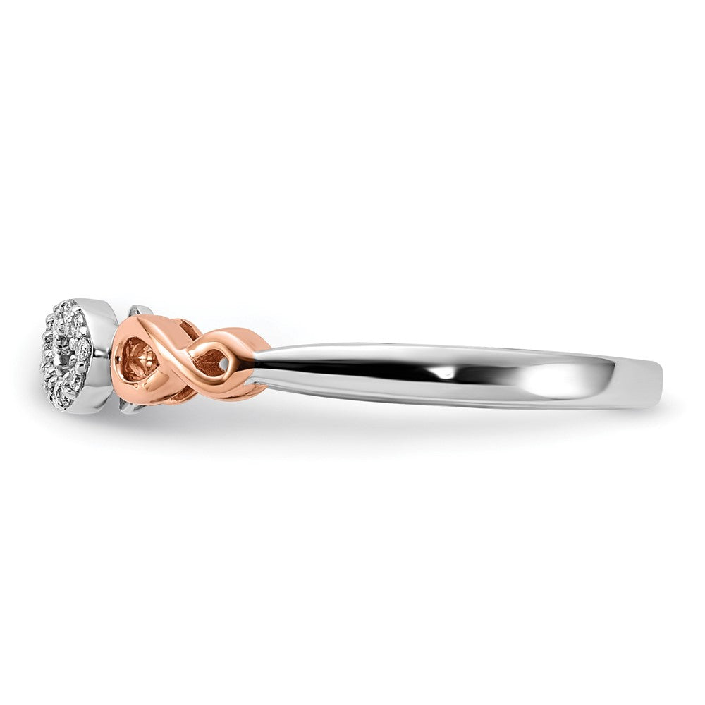 10K Rose Gold and White Rhodium 1/20 carat Diamond Infinity Ring