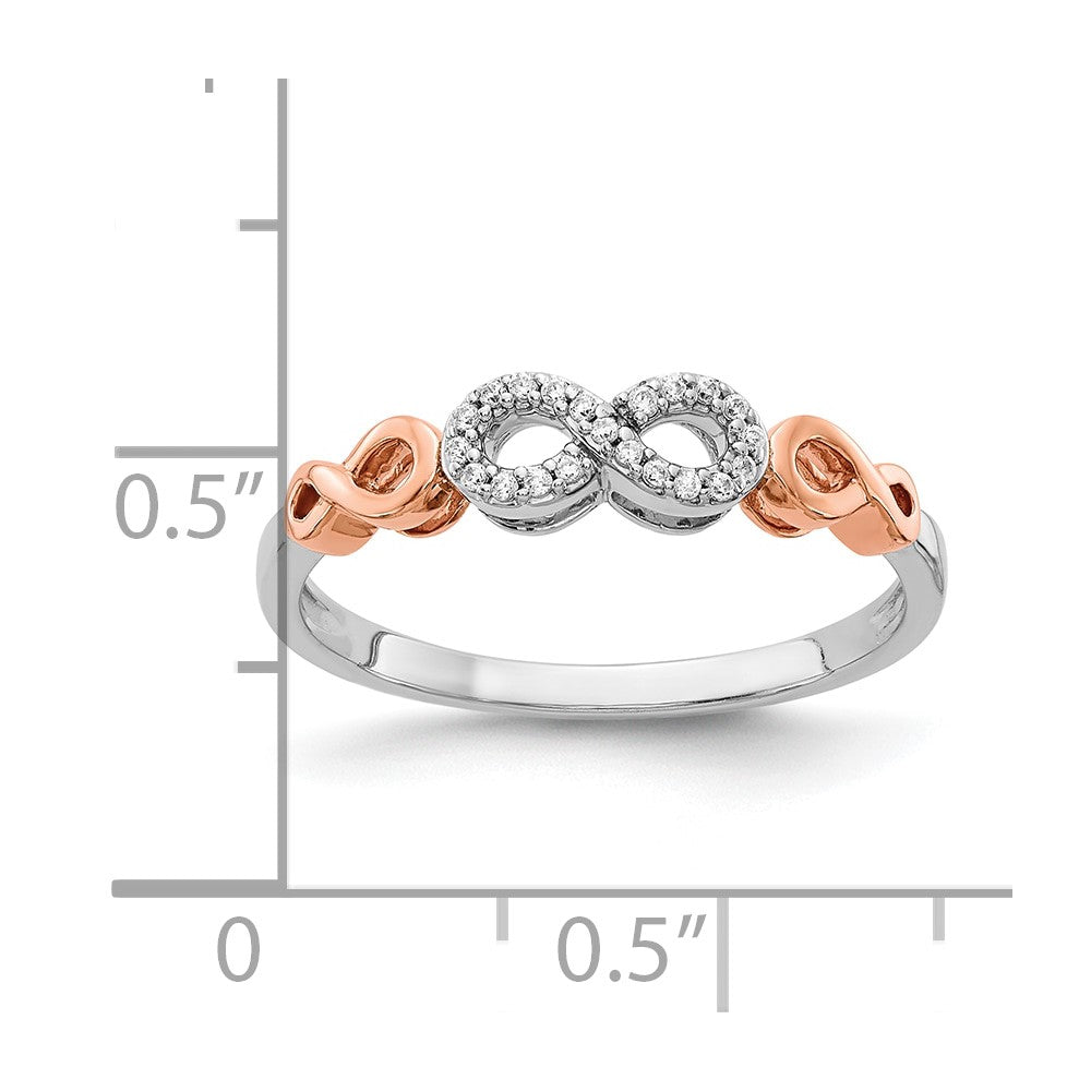 10K Rose Gold and White Rhodium 1/20 carat Diamond Infinity Ring