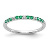 10k White Gold 1/20 carat Diamond and Emerald Band