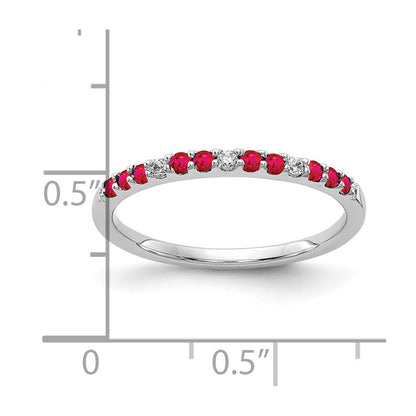 10k White Gold 1/20carat Diamond and Ruby Band