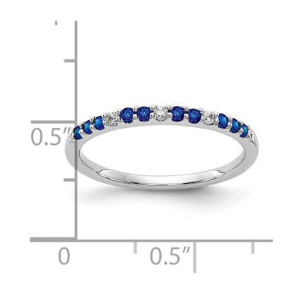 10k White Gold 1/20 carat Diamond and Sapphire Band