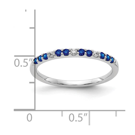 10k White Gold 1/20 carat Diamond and Sapphire Band