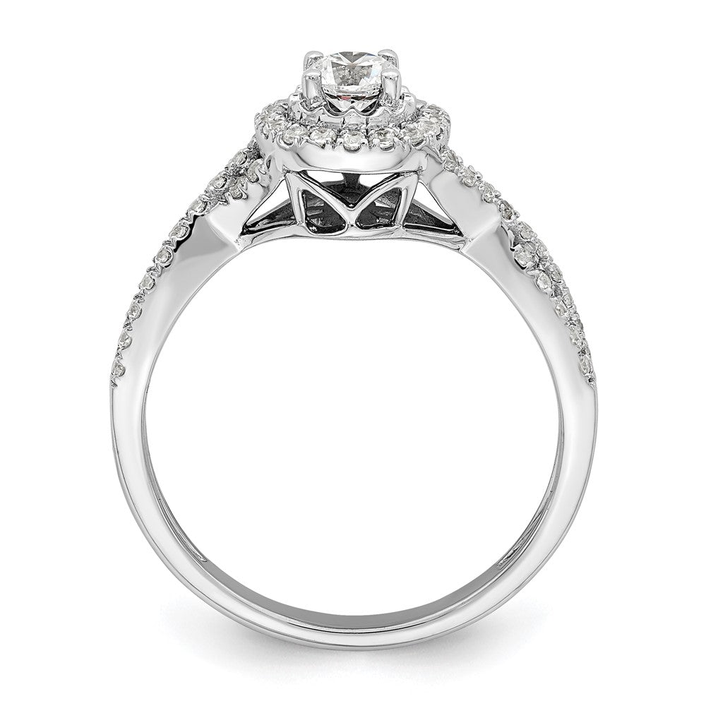 10K White Gold Eternal Promise Lab Grown VS/SI+ G+ Dia Halo Complete Ring