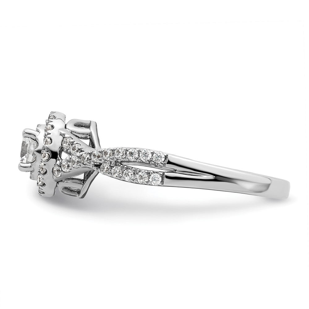 10K White Gold Eternal Promise Lab Grown VS/SI+ G+ Dia Halo Complete Ring