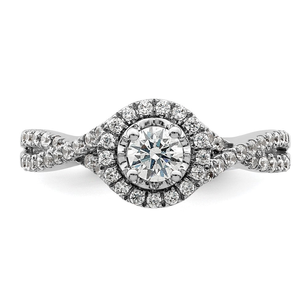 10K White Gold Eternal Promise Lab Grown VS/SI+ G+ Dia Halo Complete Ring