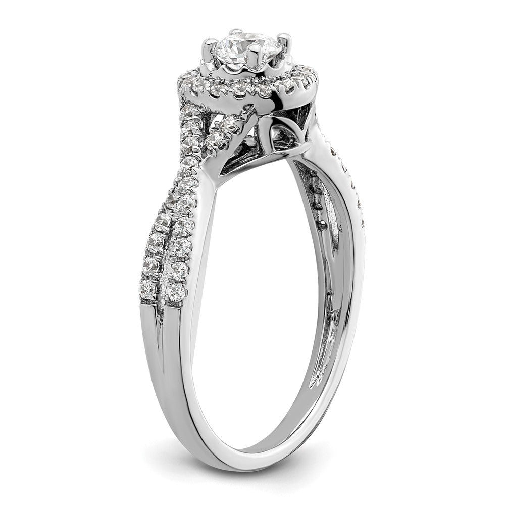 10K White Gold Eternal Promise Lab Grown VS/SI+ G+ Dia Halo Complete Ring