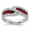 14k White Gold 5/8 carat Lab Grown Diamond VS/SI+ G+ and Lab Created Ruby Complete Ring