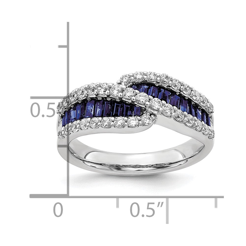 14k White Gold 5/8 carat Lab Grown Diamond VS/SI+ G+ and Lab Created Blue Sapphire Complete Ring