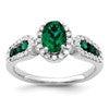 14k White Gold 1/3 carat Lab Grown Diamond VS/SI+ G+ and Oval Lab Created Emerald Ring