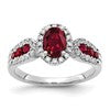 10k White Gold 1/3 carat Lab Grown Diamond VS/SI+ G+ and Oval Lab Created Ruby Complete Ring