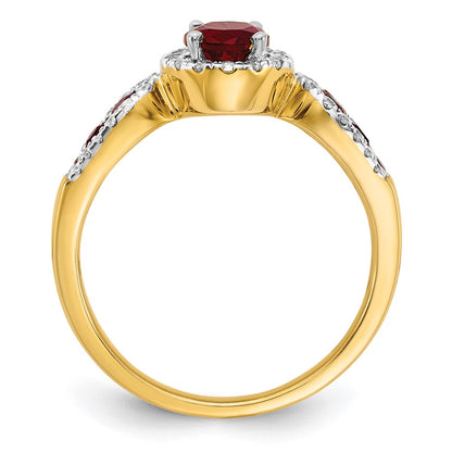 14k 1/3 carat Lab Grown Diamond VS/SI+ G+ and Oval Lab Created Ruby Complete Ring