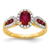 14k 1/3 carat Lab Grown Diamond VS/SI+ G+ and Oval Lab Created Ruby Complete Ring
