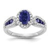 14k White Gold 1/3 carat Lab Grown Diamond VS/SI+ G+ and Oval Lab Created Blue Sapphire Complete Ring