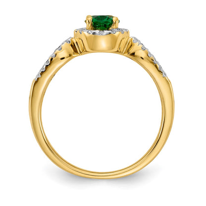 14k 1/3 carat Lab Grown Diamond VS/SI+ G+ and Oval Lab Created Emerald Complete Ring