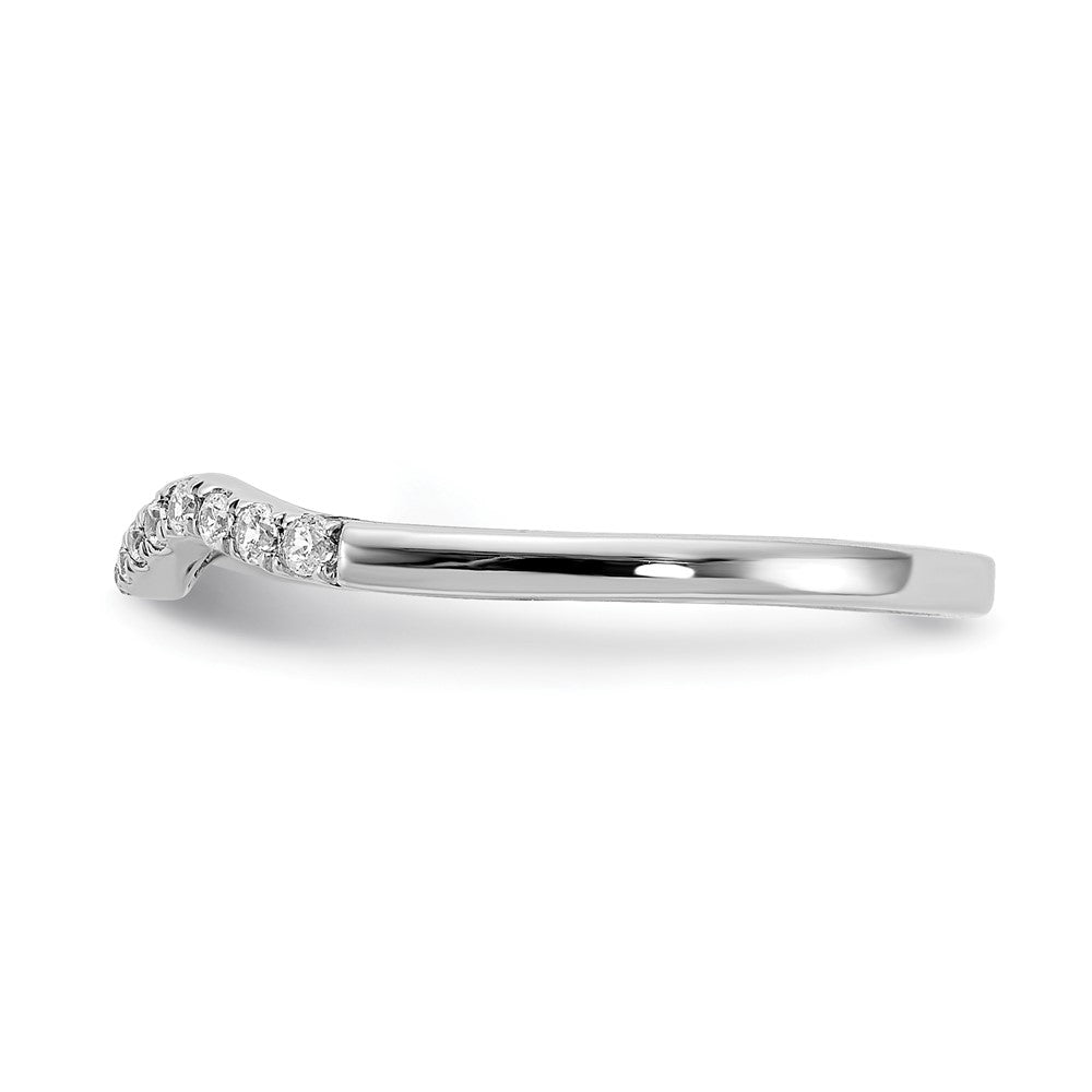 14k White Gold 1/8 carat Diamond Contoured Complete Wedding Band