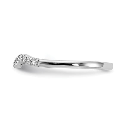 14k White Gold 1/8 carat Diamond Contoured Complete Wedding Band