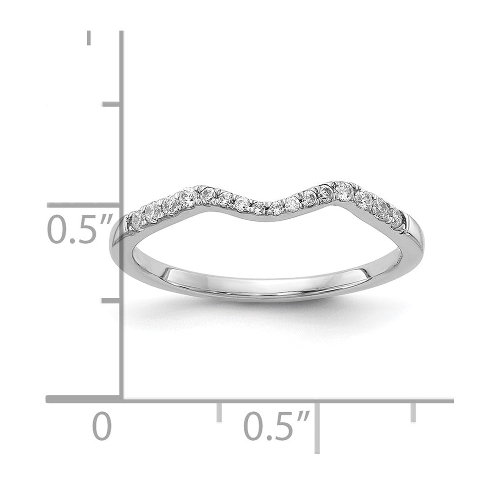 14k White Gold 1/8 carat Diamond Contoured Complete Wedding Band
