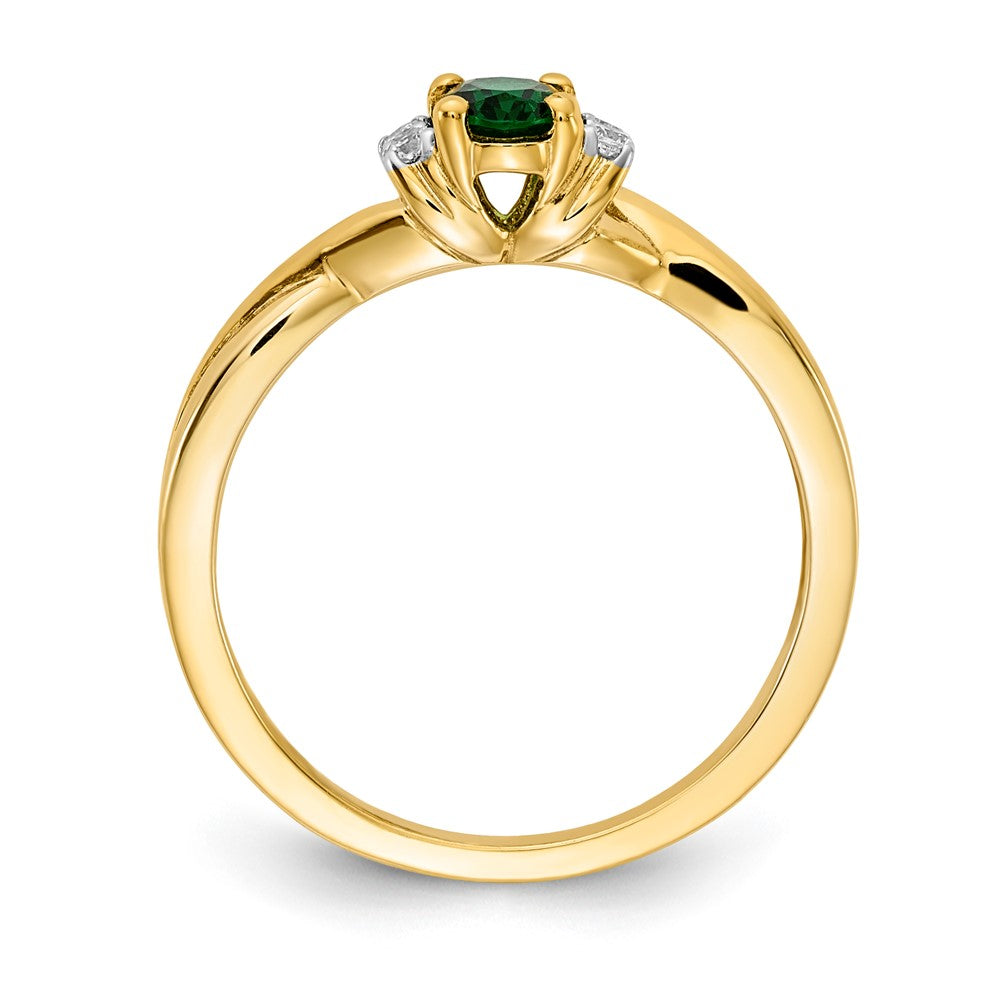 10K Diamond and Oval Emerald Ring