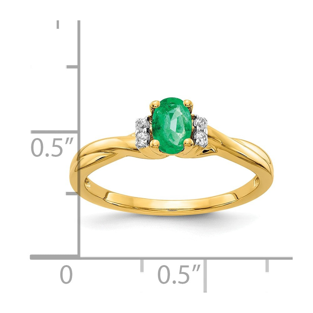 10K Diamond and Oval Emerald Ring