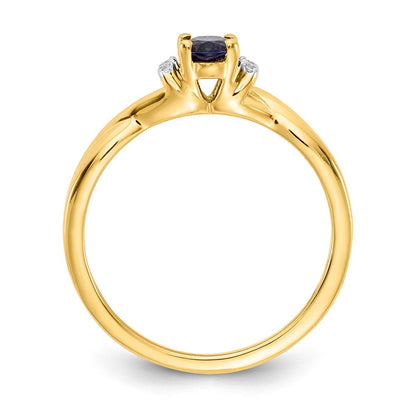 10k 1/20 carat Diamond and 6x4mm Oval Sapphire Ring