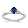 10k White Gold 1/20 carat Diamond and 6x4mm Oval Sapphire Ring