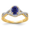 14k 1/5 carat Lab Grown Diamond VS/SI+ G+ and Lab Created Blue Sapphire Oval Complete Halo Ring