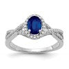 10k White Gold 1/5 carat Diamond and 7x5mm Oval Sapphire Halo Ring