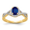 10k Diamond and Sapphire Oval Halo Ring