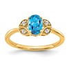10k 6x4m Oval Blue Topaz and 1/10 carat Diamond Ring