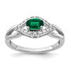 14k White Gold 1/10 carat Lab Grown Diamond VS/SI+ G+ and Lab Created Emerald Complete Ring
