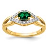 14k 1/10 carat Lab Grown Diamond VS/SI+ G+ and Lab Created Emerald Complete Ring