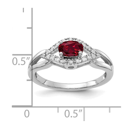 14k White Gold 1/10 carat Lab Grown Diamond VS/SI+ G+ and Lab Created Ruby Complete Ring