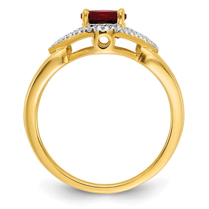 14k 1/10 carat Lab Grown Diamond VS/SI+ G+ and Lab Created Ruby Complete Ring