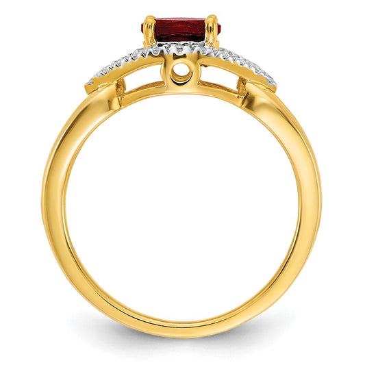 14k 1/10 carat Lab Grown Diamond VS/SI+ G+ and Lab Created Ruby Complete Ring
